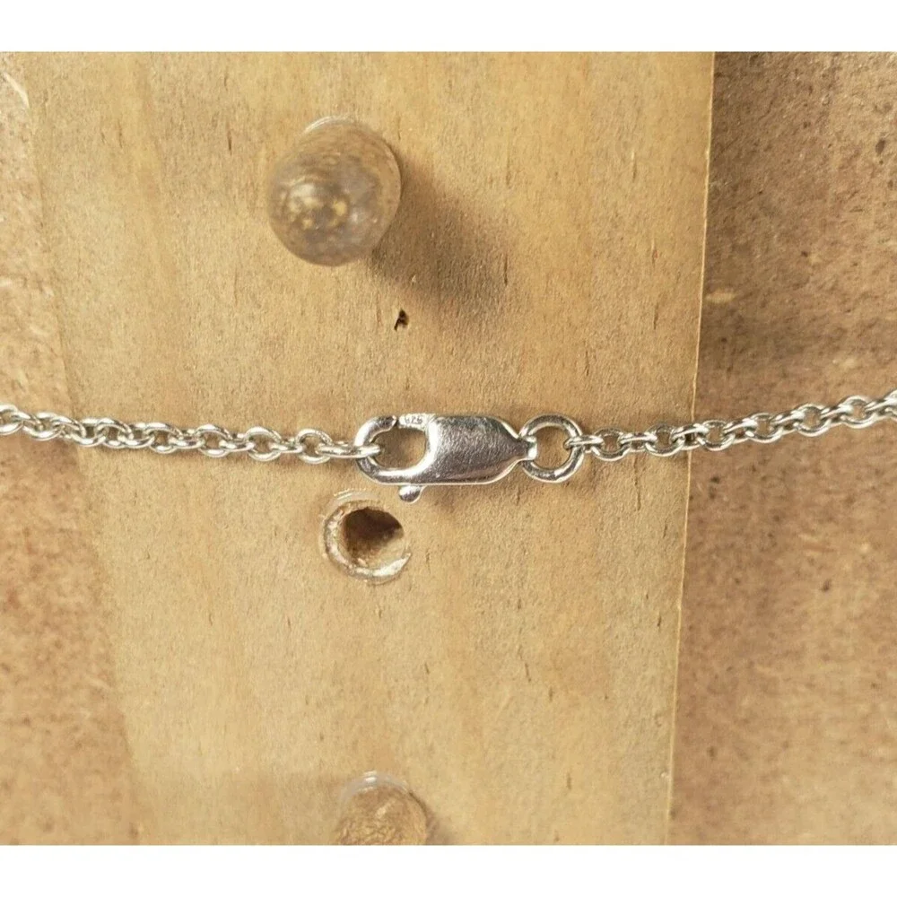 Vintage 925 Sterling Silver w Diamond Circle Cross Hearts Pendant Chain Necklace - Picture 16 of 16